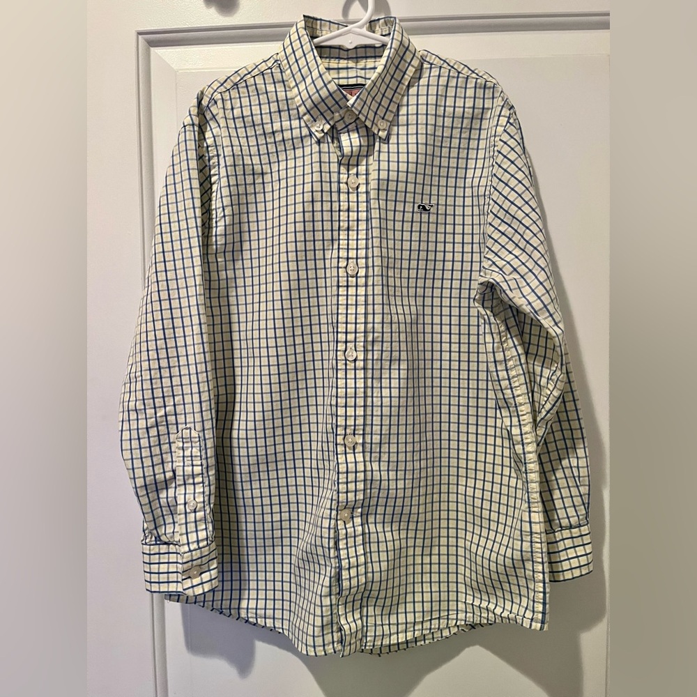 Vineyard Vines Boys Blue and Yellow Plaid Shirt S